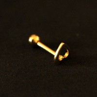 Piercing Aço Cirúrgico Microbell Tragus Folheado Ouro 18k Coração Vazado 1,2mm x 6mm